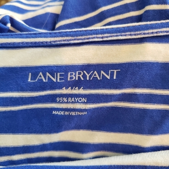 LANE BRYANT BLUE AND WHITE STRIPED COWL NECK TOP - Picture 4 of 4